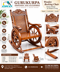 Fauteuil à bascule en bois GKD, artisanat traditionnel, écologique et durable, avec dossier en treillis rembourré de mousse, pour salon - Product Image 3