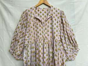 Vestido Largo de Algodón para Mujer, con Mangas Abullonadas, Tejido Transpirable, Moderno y Elegante, Disponible en Grandes Cantidades - Product Image 6