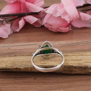 Natural Green <b>Jade</b> Classic Wedding <b>Ring</b> 925 Sterling Silver Women Genuine February Birthstone Jewelry - Product Image 4