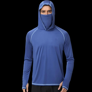 Camisa de Pesca con Capucha de Manga Larga para Hombre, Protección Solar UPF 50, Anti-UV, Color Gris Sólido - Product Image 5