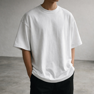 Camiseta Blanca Extra Grande de Algodón para Hombre, Manga Corta, Cuello Redondo, Estilo Casual, Tejido Liso - Product Image 2