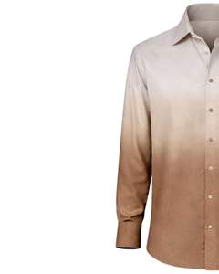 Chemise Formelle Homme Ombrée Beige Clair et Marron en Coton Premium à Manches Longues Boutonnée Style Smart Casual Fournisseur OEM Vente en Gros - Product Image 3