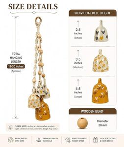 Campana de Cerámica Decorativa para Colgar en la Pared con Cuentas, Estilo Rústico, Decoración Navideña para Interiores, Impresión en 3 Colores - Product Image 3