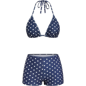 Ensemble de bikini vintage simple et basique, froncé, bretelles réglables, bas taille mi-haute, sans rembourrage - Product Image 2