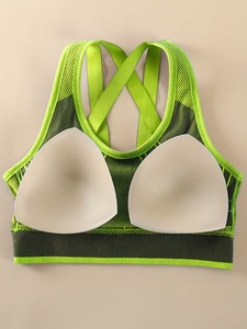 Women's Seamless Activewear <b>Top</b> | Ribbed Band <b>Cross</b> Back Fitness Crop Bra | Padded High Elasticity Athletic Undershirt - Product Image 5