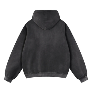 Sweat à capuche d'hiver oversize en molleton de coton, coupe carrée, avec poche, design minimaliste, ourlet côtelé, coupe décontractée, style urbain - Product Image 4