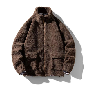 Veste en polaire Teddy bleu marine personnalisée pour homme, fermeture éclair intégrale, coupe décontractée, chaude, streetwear d'hiver, fabricant de vestes en polaire Sherpa unisexe - Product Image 3