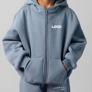 Sudadera con capucha y cremallera PERFECT INDUSTRY para niñas, 100% algodón, gruesa, de invierno, estilo oversize, informal, unisex, para niños, sudaderas personalizadas. - Product Image 5