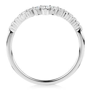 แหวนแต่งงานเพชรเลี้ยงในห้องปฏิบัติการ 0.32 กะรัต ดีไซน์โค้ง 14K ทองคำขาว รูปทรงเชฟรอน แหวนมงกุฎ สามารถสวมซ้อนกันได้ หรูหรา ชุบโรเดียม รับรองโดย IGI - Product Image 3