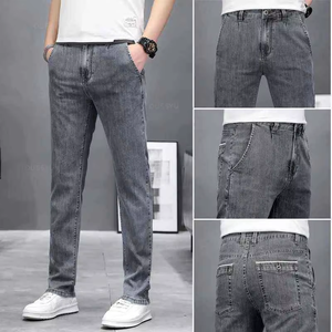 กางเกงยีนส์ทรงตรงผู้ชายคุณภาพสูง ระบายอากาศได้ดี สีอ่อน สไตล์ลำลอง - Product Image 2