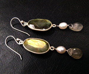 Pendientes de Labradorita Natural y Perla, Plata de Ley 925, Hechos a Mano, con Piedras Preciosas, para Mujer, Joyería al por Mayor - Product Image 3