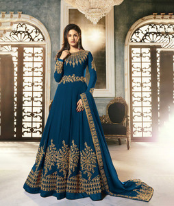 Dernières tendances mode pour les femmes longue Georgette avec codage travail Anarkali costume robe avec Dupatta costume de fête de mariage à la vente en gros - Product Image 1