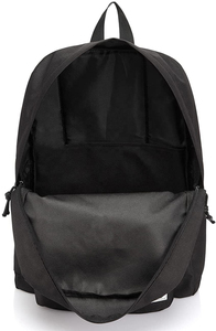 Unisex Canvas <b>Backpack</b> With Adjustable <b>Strap</b> Zipper Closure 20-30L Capacity Casual Daily Use Solid Black Color - Product Image 2