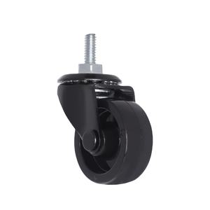 All Black 1.5\" Hard <b>Caster</b> <b>Wheel</b> with 1/4\" Threaded Steel Stem Made of Steel and Polypropylene - Product Image 1