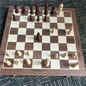 Portable <b>Folding</b> Wooden <b>Chess</b> <b>Set</b> 15" Handcrafted Solid Wood Board with Storage Slots Educational Board Game Travel <b>Chess</b> <b>Set</b> - Product Image 1