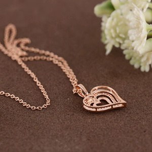 Elegant Design Lab Grown Diamond Triple Heart 14K Solid Gold Pendant <b>Necklace</b> for Women-Wedding Party & Anniversary - Product Image 2