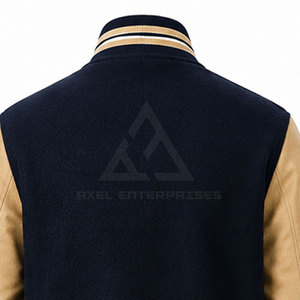 แจ็คเก็ต Letterman แบบ Snap Front สำหรับผู้ชาย งานปักลายศิลปะตามสั่ง ผ้าขนสัตว์ผสม สตรีทแวร์ แฟชั่น เสื้อคลุมกันหนาว ผู้จำหน่ายขายส่ง - Product Image 5