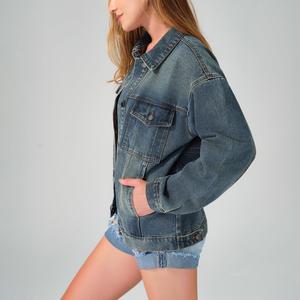 Premium Quality Stylish Wholesale Price Mid-length <b>Women's</b> Denim Jeans <b>Jackets</b> Custom Printed Logo <b>Women</b> Denim <b>Jackets</b> - Product Image 6