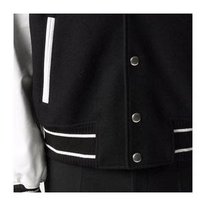 <b>Men's</b> Black <b>White</b> Varsity <b>Jacket</b> Knitted Wool Acrylic Preppy Style Turn-down Collar Regular Fit Autumn Wear - Product Image 6