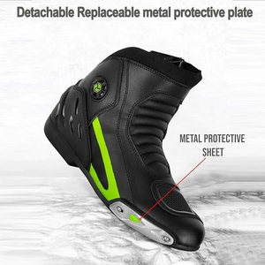Chaussures de moto pour hommes, bottes de course en cuir imperméables à la cheville, semelle antidérapante, chaussures longues imperméables - Product Image 2