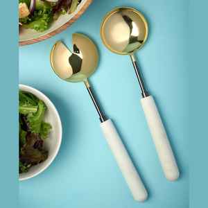 Cuillère à salade tendance plaquée or en acier inoxydable, écologique, nouveau design, compatible lave-vaisselle, pour la cuisine - Product Image 4