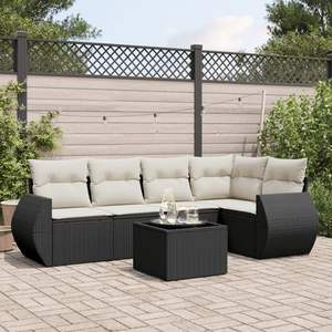 Conjunto de Sofás de Jardín en Negro y Blanco Crema para Muebles de Patio - Product Image 1