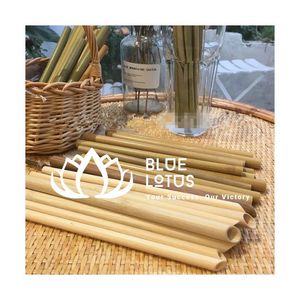 [DISPONIBLE] Pailles jetables biodégradables en fibre naturelle de bambou, modèle Blue Lotus Lucy, avec logo personnalisé, très demandées - Product Image 1
