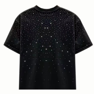 T-shirts imprimés unis pour hommes, style streetwear, avec strass, vente en gros, écologiques, personnalisés, tricotés de haute qualité, 100 % coton - Product Image 2