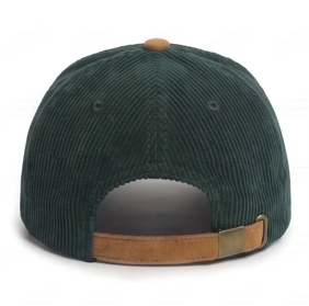 Unisex <b>Corduroy</b> Baseball Cap Dark Green Tan Visor Casual Spring Autumn Adult - Product Image 2