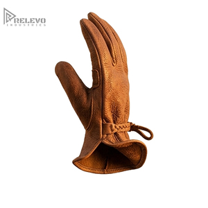 Custom Unisex Deerskin Leather Work Gloves Braided Leather <b>Strap</b> Heavy Duty Waterproof Touchscreen Compatible Utility Driving - Product Image 4