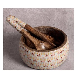 Tazón de madera 100% hecho a mano para vajilla, con revestimiento impermeable, tazones grandes para servir, contenedor para frutas y ensaladas, tazón elegante decorativo - Product Image 4