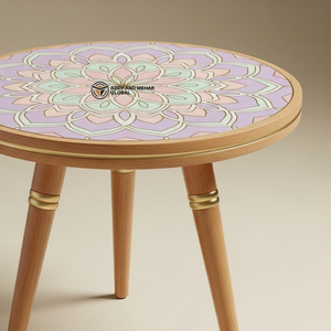 Wholesale Custom Hand-Painted Meena Art <b>Stool</b> Durable Solid Wood Tripod Pedestal Multi-functional Ethnic Side <b>Table</b> - Product Image 2