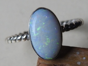 แหวนโอปอลออสเตรเลียปรับขนาดได้-เงินแท้ 925-พลอยประจำเดือนตุลาคม-โอปอลดับเบิ้ล-เครื่องประดับทำมือ-ของขวัญสำหรับเธอ-MS - Product Image 2