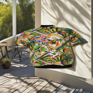 Tunique décontractée pour femme, longueur maxi, à manches courtes, en coton fait main, imprimé floral, respirante et écologique, idéale pour les fêtes sur la plage - Product Image 2