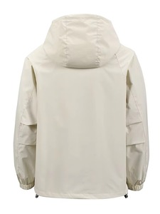 <b>Men's</b> Casual All-Match Autumn Varsity <b>Jacket</b> Hood Stand Collar 100% Polyester Zipper Closure Front Logo Windproof Loose Top - Product Image 2