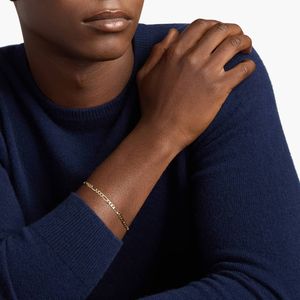 Bracelet chaîne Figaro plat en or blanc - Product Image 4