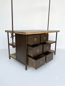 Buffet de cuisine industriel style ferme avec tiroirs et étagères ouvertes, organisateur rustique pour station café - Product Image 3