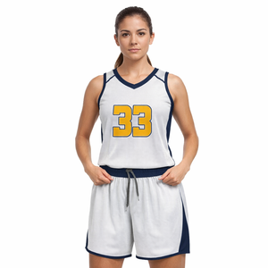 Conjunto de Uniforme de Baloncesto Personalizado para Mujer, Uniforme de Equipo, Jersey sin Mangas, Pantalones Cortos, Logotipo Personalizado Impreso, Servicio OEM, Secado Rápido - Product Image 1