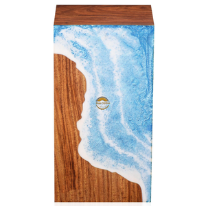Handcrafted Ocean Wave Resin & Natural Wood Cremation Urn Blue Epoxy Ashes <b>Box</b> Artistic Funeral <b>Memorial</b> <b>Keepsake</b> by AYAANS - Product Image 1