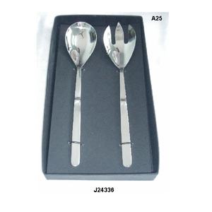 Mango de cuerno de alta calidad en acabado áspero Juego de ensalada de acero inoxidable en esmalte de espejo Vajilla Cubiertos Juego de ensalada de metal Tenedor y cuchara - Product Image 4