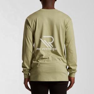 T-shirt homme en coton lourd américain 250g, couleur unie, manches longues, col rond simple, veste d'automne. - Product Image 3