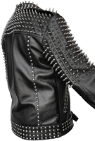 Veste de motard en cuir d'agneau véritable pour homme, avec clous, style vintage