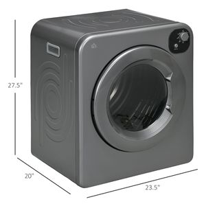 Sèche-linge électrique compact portable 1300W, tambour en acier inoxydable de 3,2 pieds cubes, chargement frontal, couleur gris, idéal pour les petits espaces - Product Image 3