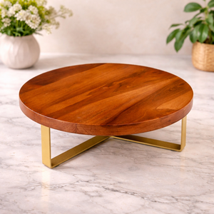 Soporte para Pastel de Madera Ecológico con Base de Metal y Madreperla de 12 Pulgadas, Marca Abi Overseas, Gran Venta - Product Image 3