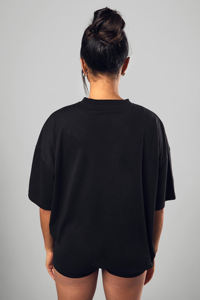 Camiseta de Verano de Alta Calidad 100% Algodón para Mujer, Color Sólido, con Logotipo Personalizado Impreso en Serigrafía, Apliques, Hombros Caídos, Estilo Holgado y Grueso - Product Image 4