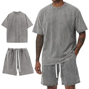 Unisex Short Sets Outfits 2 Piece Summer cotton Oversized <b>T</b>-<b>Shirt</b> Shorts Set Acid Wash Short Sleeve summer oversized tracksuit - Product Image 1