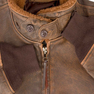 2026 new customized Men's Winter Flight Canvas Real Leather Turn-down Collar Bomber <b>Pilot</b> <b>Jacket</b> made by isha industry - Product Image 4
