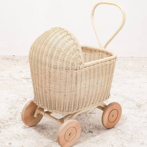 รถเข็นตุ๊กตาเด็กน่ารัก ทำด้วยมือในเวียดนาม รถเข็นตุ๊กตาหวาย ขายส่ง ของเล่นเด็ก รถเข็นเด็ก - Product Image 1