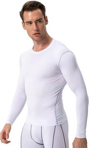 Chemise de performance à manches longues pour homme, coupe ajustée, compression, séchage rapide, écologique, en spandex/polyester, couche de base athlétique - Product Image 6