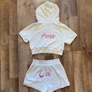 2025 Spring Lounge Wear Custom Ladies Two Piece Shorts Sets Women Zip up <b>Velour</b> <b>Tracksuits</b> Sweat Suit - Product Image 5